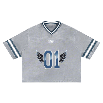 ACB* 01 Wings V-Neck Patchwork Striped Football Jersey