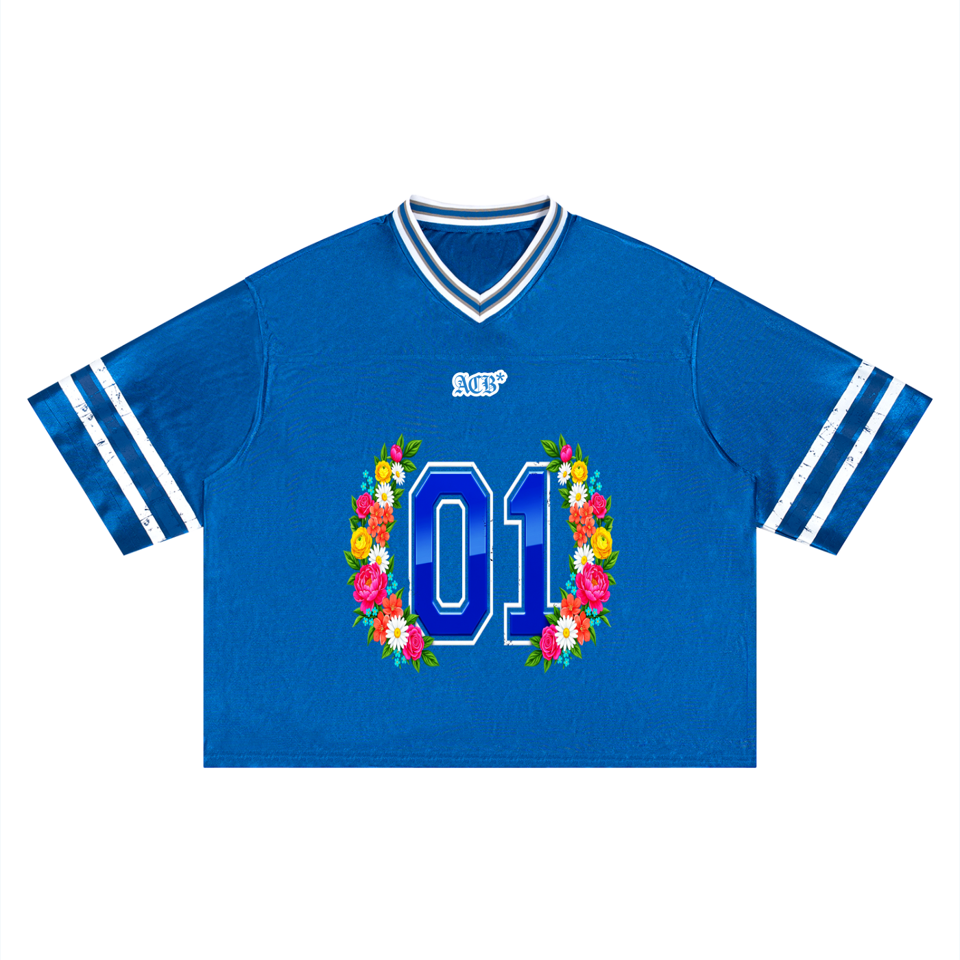 ACB* Women's 01 Laurel V-Neck Patchwork Striped Football Jersey
