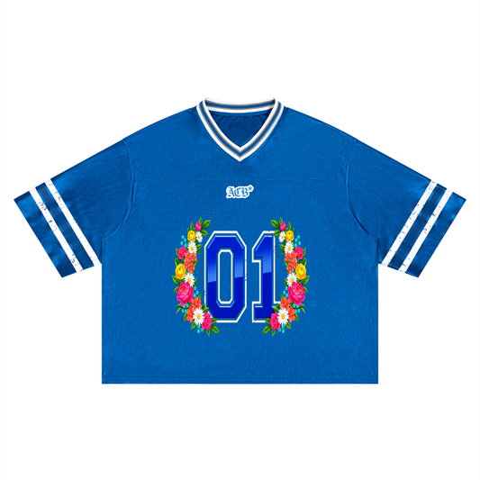 ACB* Women's 01 Laurel V-Neck Patchwork Striped Football Jersey