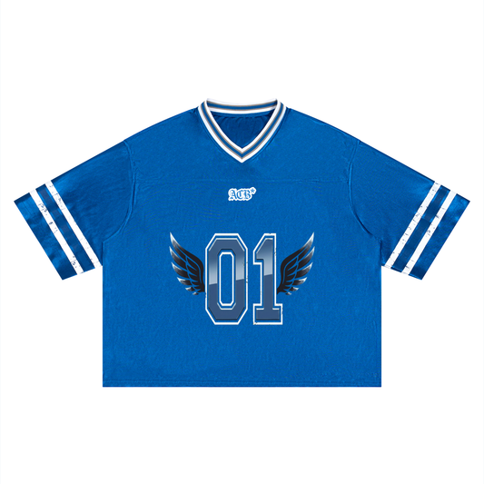 ACB* 01 Wings V-Neck Patchwork Striped Football Jersey